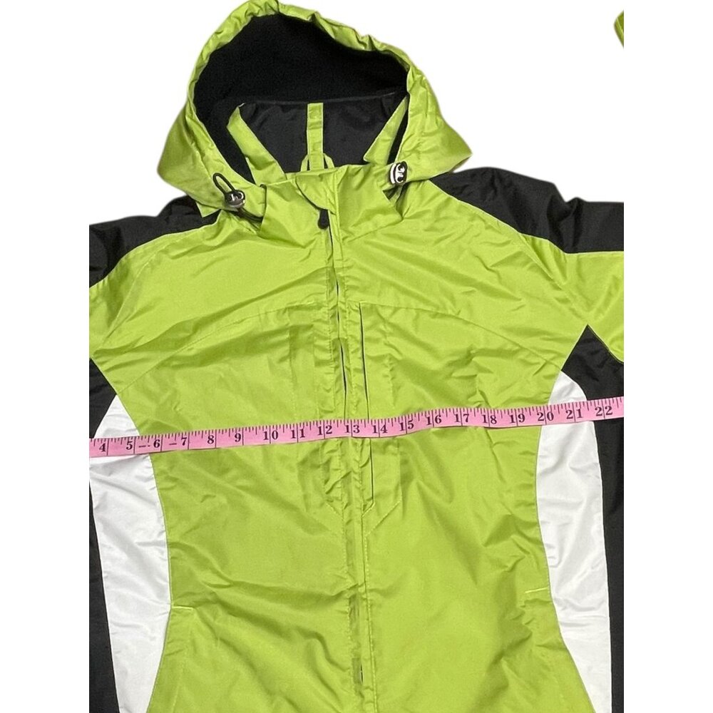 SB Active Bright Green & Black Hooded Winter Jacket Large 100% Polyester Quilte - Picture 7 of 15